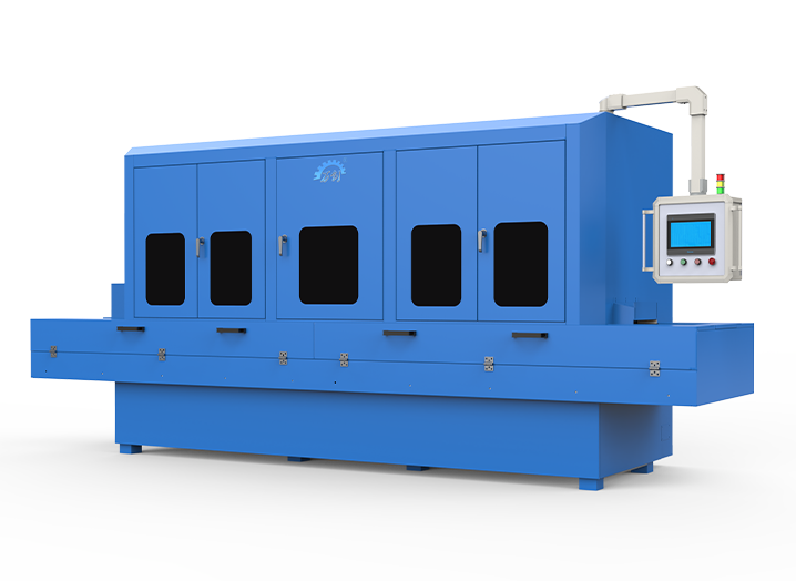 直線通過自動(dòng)翻面雙面去毛刺機(jī)